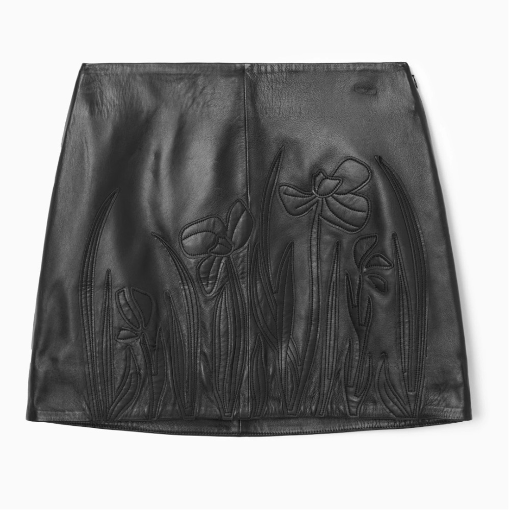 SOLD COS Black Leather Appliqué Mini Skirt